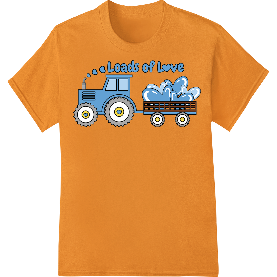 Loads of Love: Cute Farm Tractor Valentine's DTF Transfer on orange shirt - SUPERDTF-DTF Prints-DTF Transfers-Custom DTF Prints