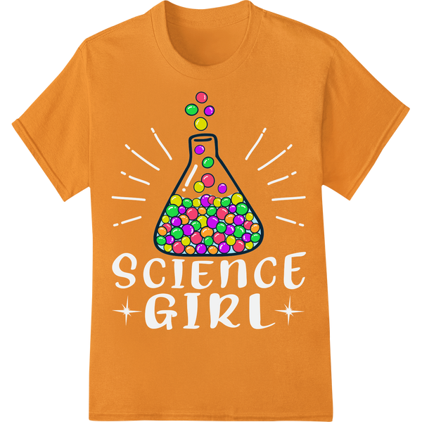 Vibrant Chemistry Beaker DTF Print for Science Lovers on orange shirt - SUPERDTF-DTF Prints-DTF Transfers-Custom DTF Prints