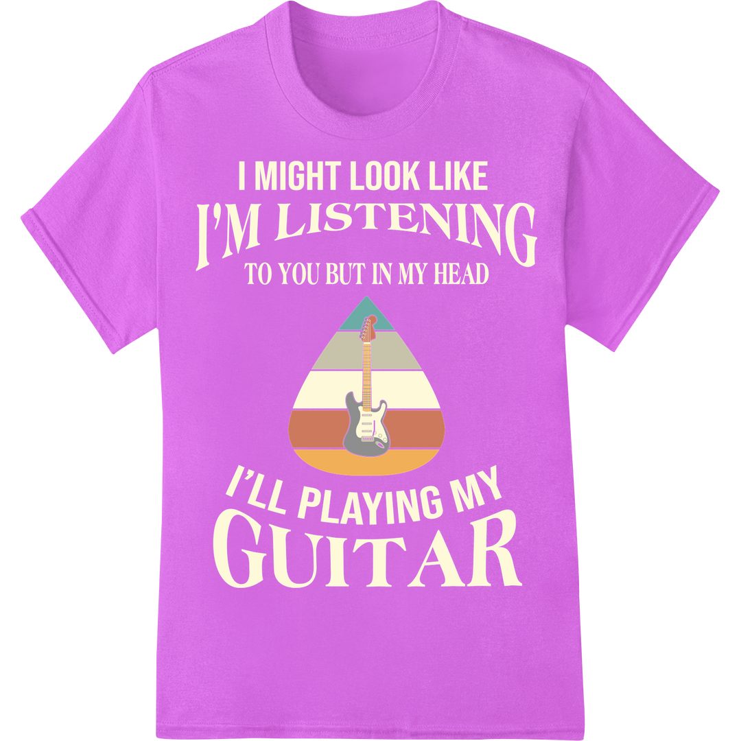 Retro Guitar Silhouette DTF Print Heat Transfer Design on purple shirt - SUPERDTF-DTF Prints-DTF Transfers-Custom DTF Prints