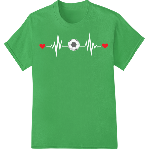 Score Big with Soccer Ball & Hearts Valentine's DTF Print on green shirt - SUPERDTF-DTF Prints-DTF Transfers-Custom DTF Prints