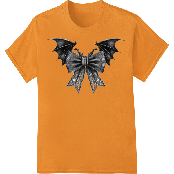 Haunting Lace Bat Graphic - Gothic Halloween Heat Transfer on orange shirt - SUPERDTF-DTF Prints-DTF Transfers-Custom DTF Prints