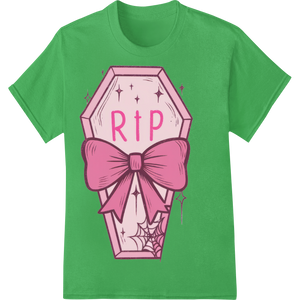 Innovative vibrant DTF prints design on Pink Gothic Coffin RIP Halloween DTF Print Heat Transfer