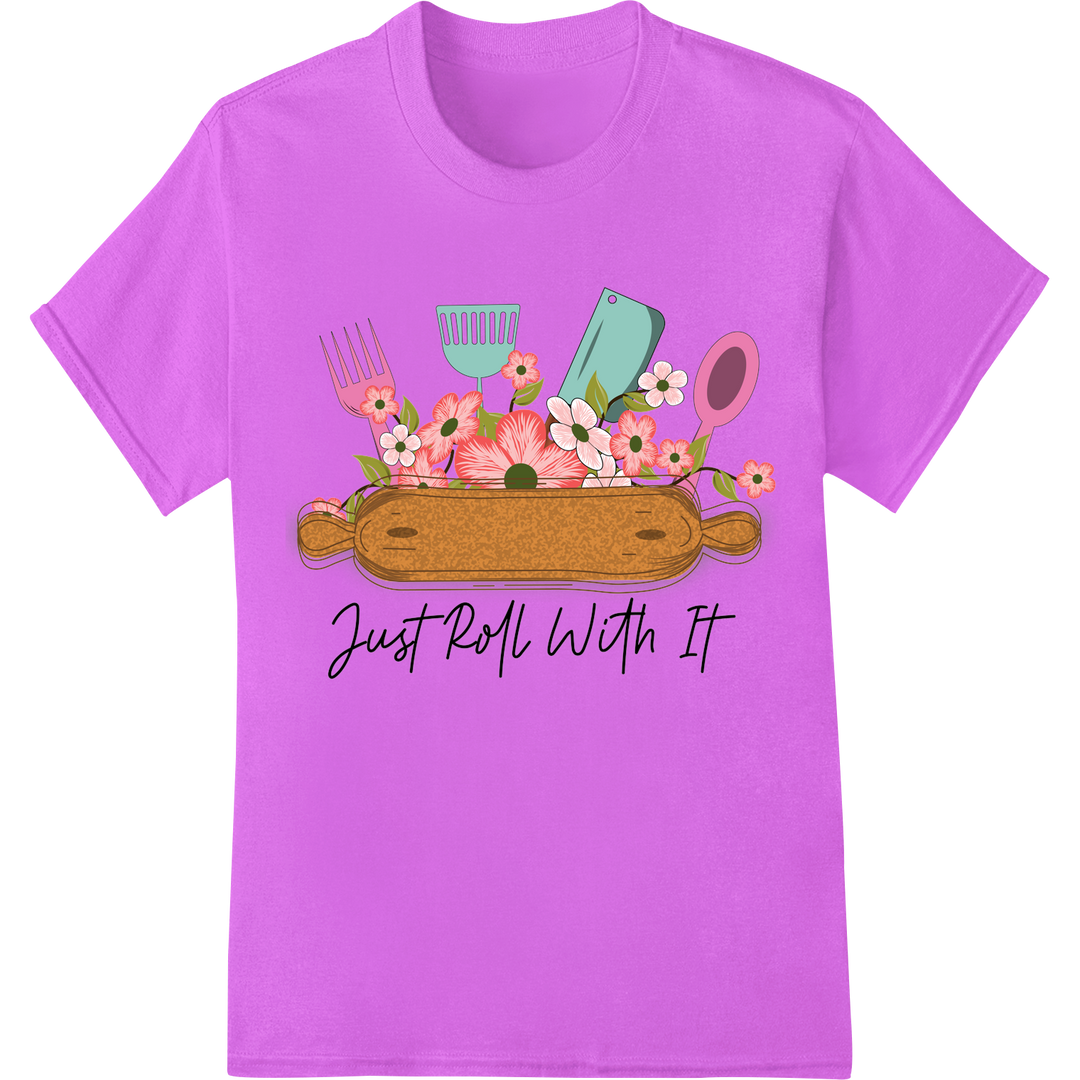 Just Roll With It: Whimsical Kitchen DTF Print Heat Transfer on purple shirt - SUPERDTF-DTF Prints-DTF Transfers-Custom DTF Prints