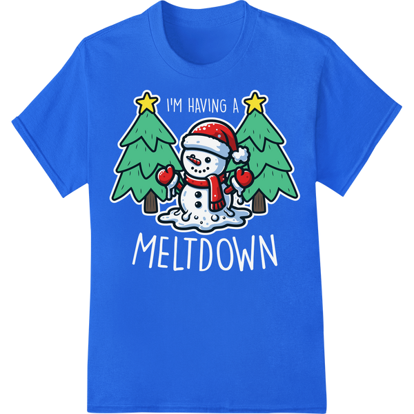 Festive Snowman Santa DTF Print Heat Transfer | Christmas on blue shirt - SUPERDTF-DTF Prints-DTF Transfers-Custom DTF Prints