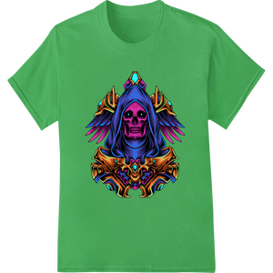 Psychedelic Skull Heat Transfer - Macabre Halloween Print showcasing advanced high-quality t-shirt printing technology