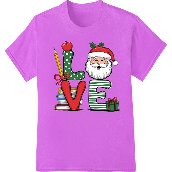 Adorable Santa Teacher Christmas DTF Print Heat Transfer on purple shirt - SUPERDTF-DTF Prints-DTF Transfers-Custom DTF Prints