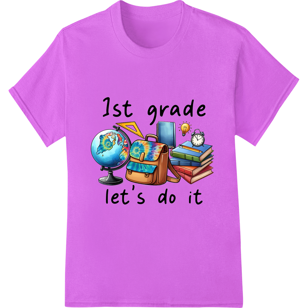 Adorable 1st Grade Back to School DTF Print Heat Transfer on purple shirt - SUPERDTF-DTF Prints-DTF Transfers-Custom DTF Prints