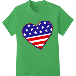 Durable print on demand applied to Patriotic Heart-Shaped American Flag DTF Print Transfer