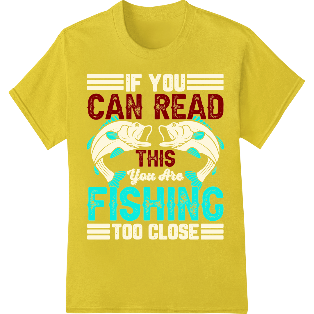 Reel in Style: Bold Fishing Text DTF Heat Transfer Print on yellow shirt - SUPERDTF-DTF Prints-DTF Transfers-Custom DTF Prints