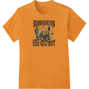 Rustic Rodeo Cowboy Riding Bucking Bronco Western DTF Print with custom heat transfer artwork