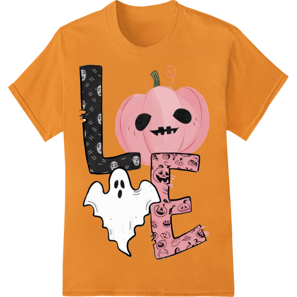 DTF Print Transfer: Spooky Cute Pink Pumpkin 'LOVE' Halloween DTF Print Design