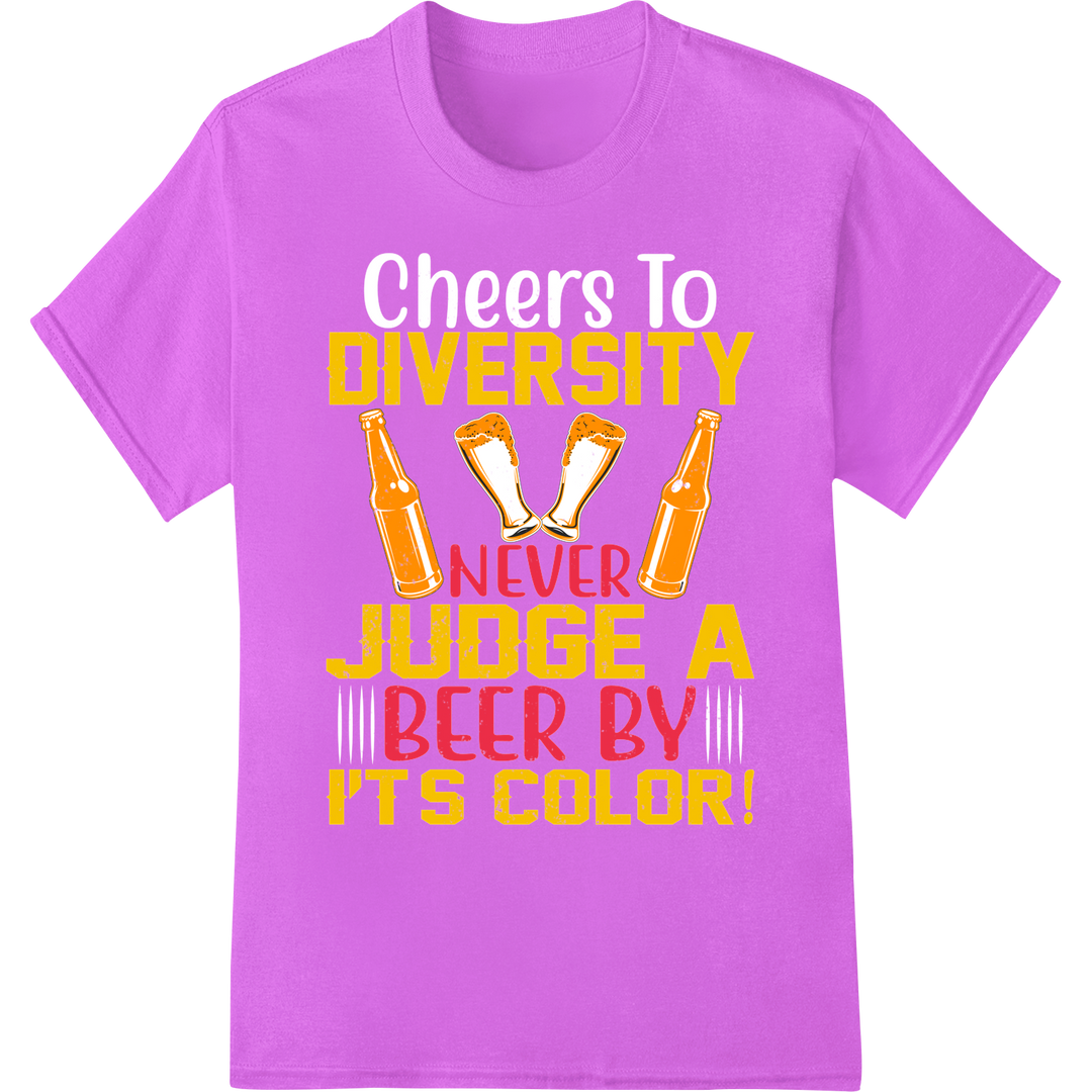 Celebrate Beer Diversity with this Witty DTF Print Transfer on purple shirt - SUPERDTF-DTF Prints-DTF Transfers-Custom DTF Prints