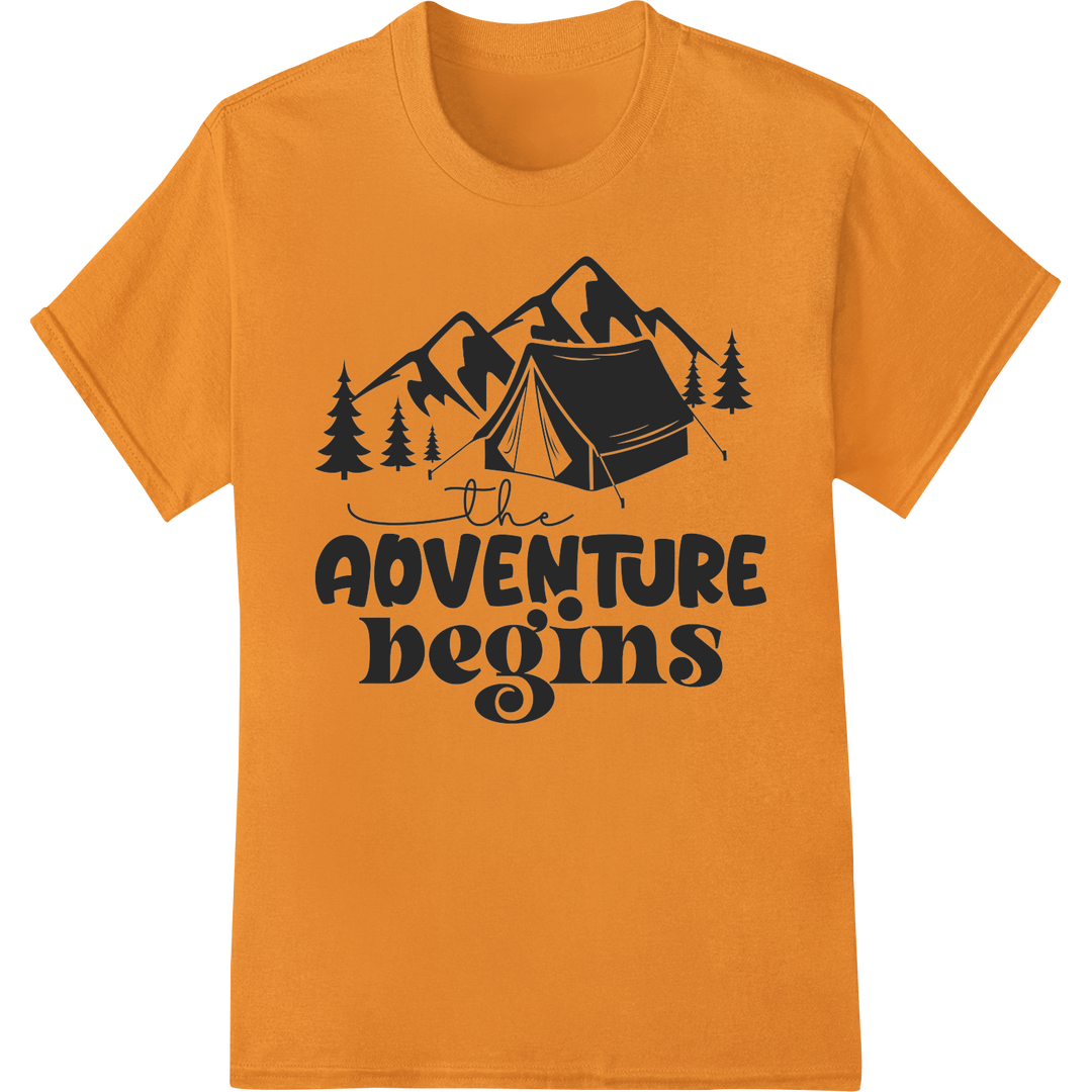 Embark on Adventure with This Stunning Camping DTF Print on orange shirt - SUPERDTF-DTF Prints-DTF Transfers-Custom DTF Prints