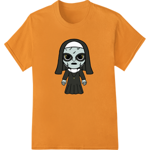 Cutting-edge custom garment printing featured on Spooky Cartoon Nun Halloween DTF Print Heat Transfer