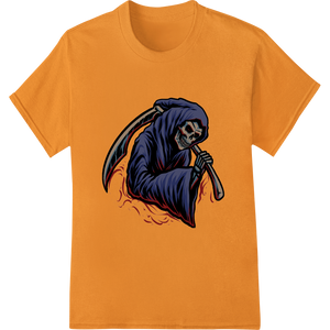 Durable innovative apparel printing applied to Grim Reaper's Haunting Embrace - Spooky DTF Heat Transfer