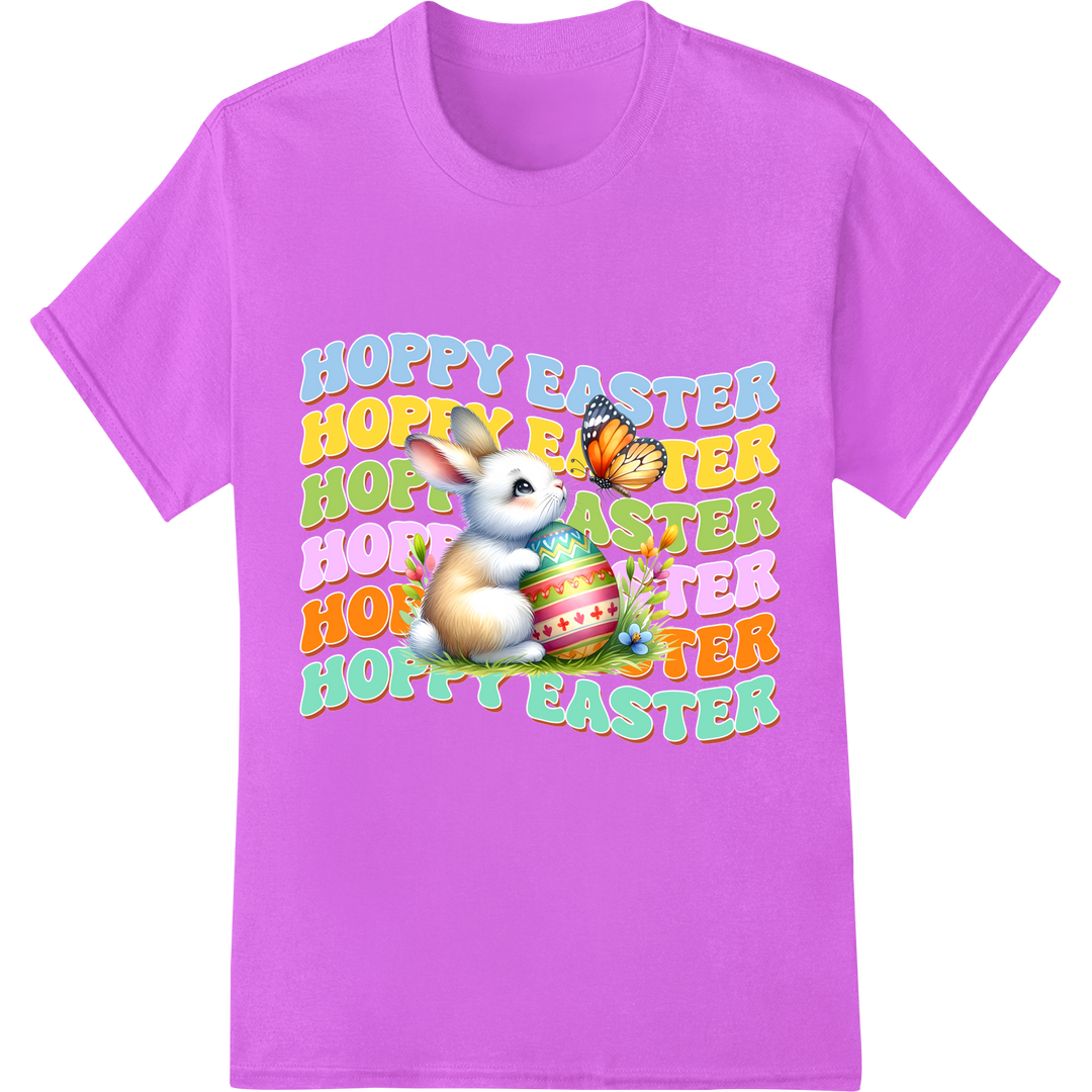 Adorable Bunny & Colorful Eggs: Hoppy Easter DTF Print on purple shirt - SUPERDTF-DTF Prints-DTF Transfers-Custom DTF Prints