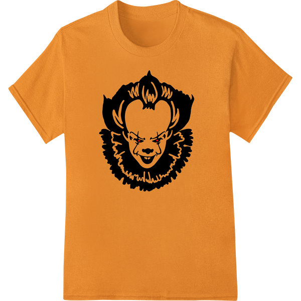 Haunting Clown Silhouette - Edgy Halloween DTF Print on orange shirt - SUPERDTF-DTF Prints-DTF Transfers-Custom DTF Prints