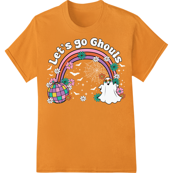 Let's Go Ghouls: Playful Rainbow Halloween Heat Transfer featuring professional DTF printing service