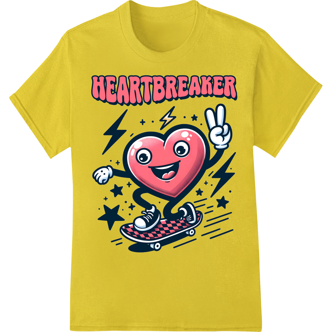 Edgy 'Heartbreaker' Valentine's Day DTF Print Heat Transfer on yellow shirt - SUPERDTF-DTF Prints-DTF Transfers-Custom DTF Prints