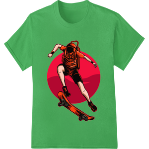 Stylized Skateboarder in Action - Vibrant DTF Print with custom direct to film printing artwork