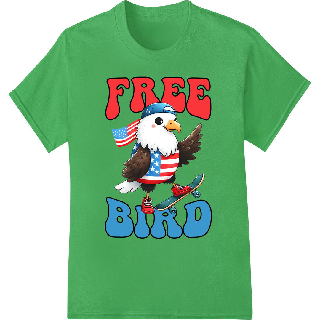 Patriotic 'FREE BIRD' Eagle 4th of July Super DTF Print on green shirt - SUPERDTF-DTF Prints-DTF Transfers-Custom DTF Prints