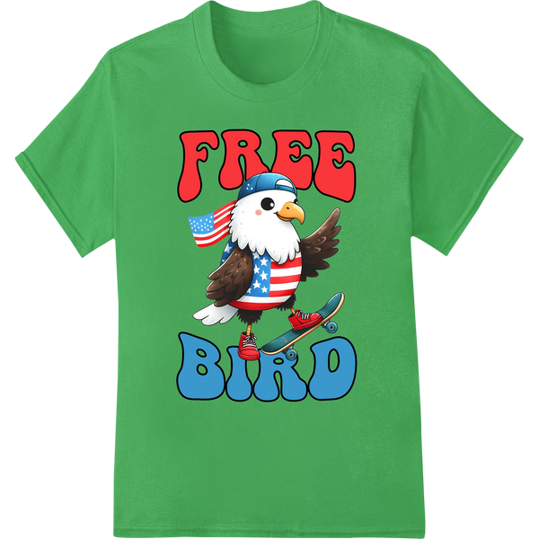 Patriotic 'FREE BIRD' Eagle 4th of July Super DTF Print on green shirt - SUPERDTF-DTF Prints-DTF Transfers-Custom DTF Prints