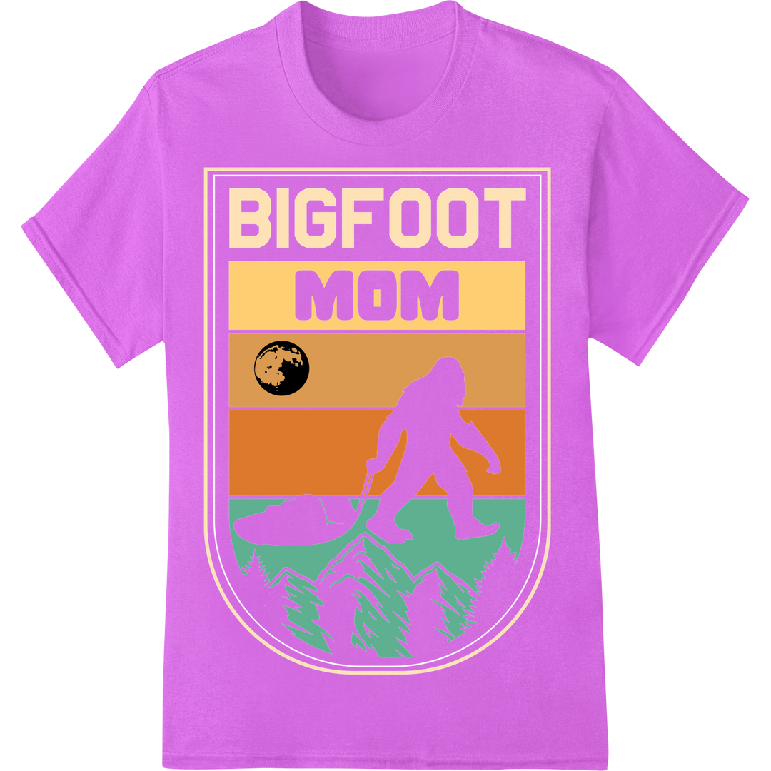 Bigfoot Mom: Celebrate Legendary Motherhood on purple shirt - SUPERDTF-DTF Prints-DTF Transfers-Custom DTF Prints