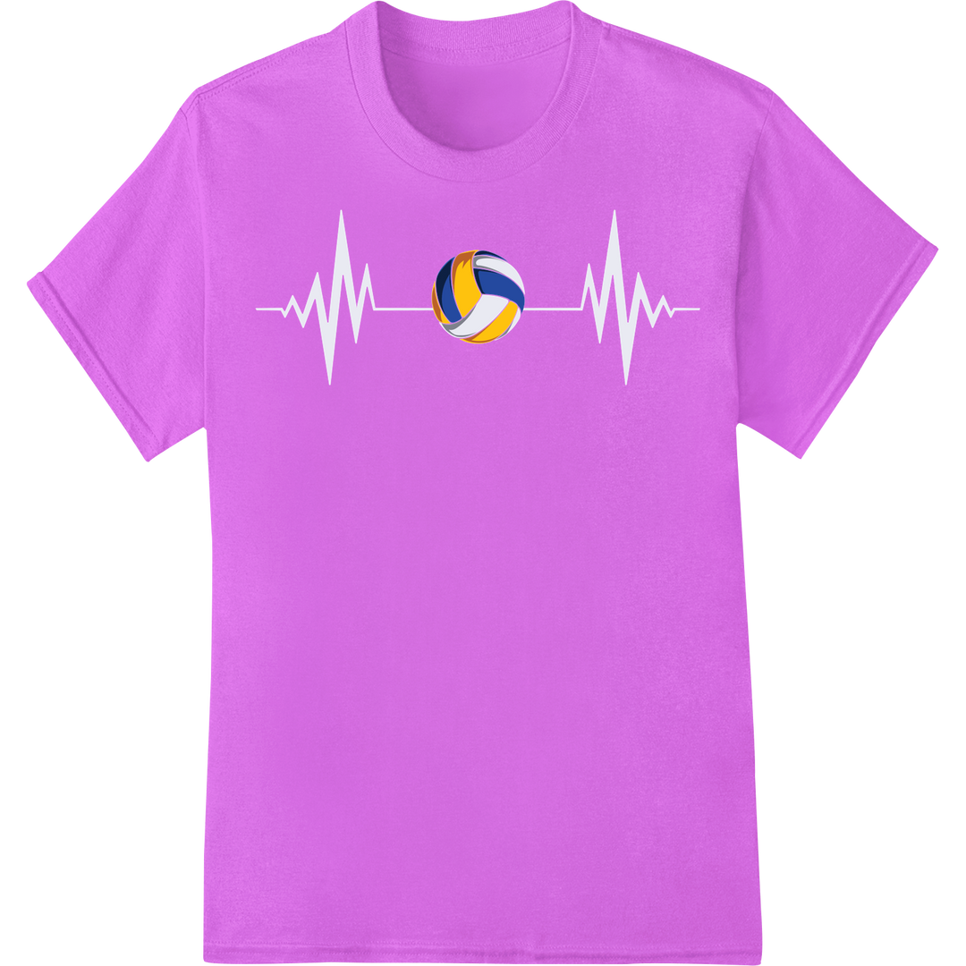 Vibrant Volleyball DTF Print Heat Transfer | Sports Style on purple shirt - SUPERDTF-DTF Prints-DTF Transfers-Custom DTF Prints