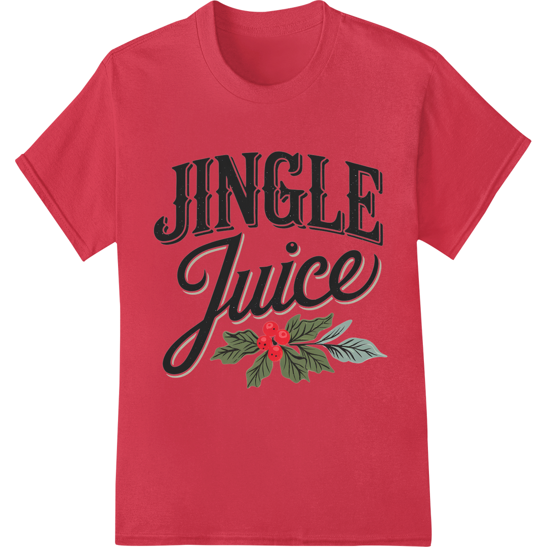 Vintage 'Jingle Juice' Christmas DTF Print | Fun Holiday Design on red shirt - SUPERDTF-DTF Prints-DTF Transfers-Custom DTF Prints