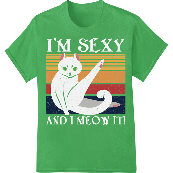 Vintage Cat Dad Heat Transfer: Perfect Father's Day Gift on green shirt - SUPERDTF-DTF Prints-DTF Transfers-Custom DTF Prints