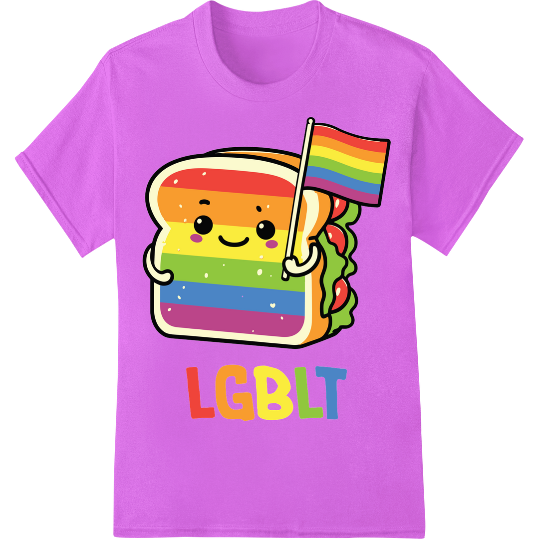 Kawaii Rainbow Sandwich LGBT Pride DTF Heat Transfer Print on purple shirt - SUPERDTF-DTF Prints-DTF Transfers-Custom DTF Prints