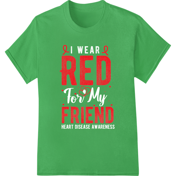 Bold 'RED FRIEND' Valentine's DTF Print Heat Transfer on green shirt - SUPERDTF-DTF Prints-DTF Transfers-Custom DTF Prints