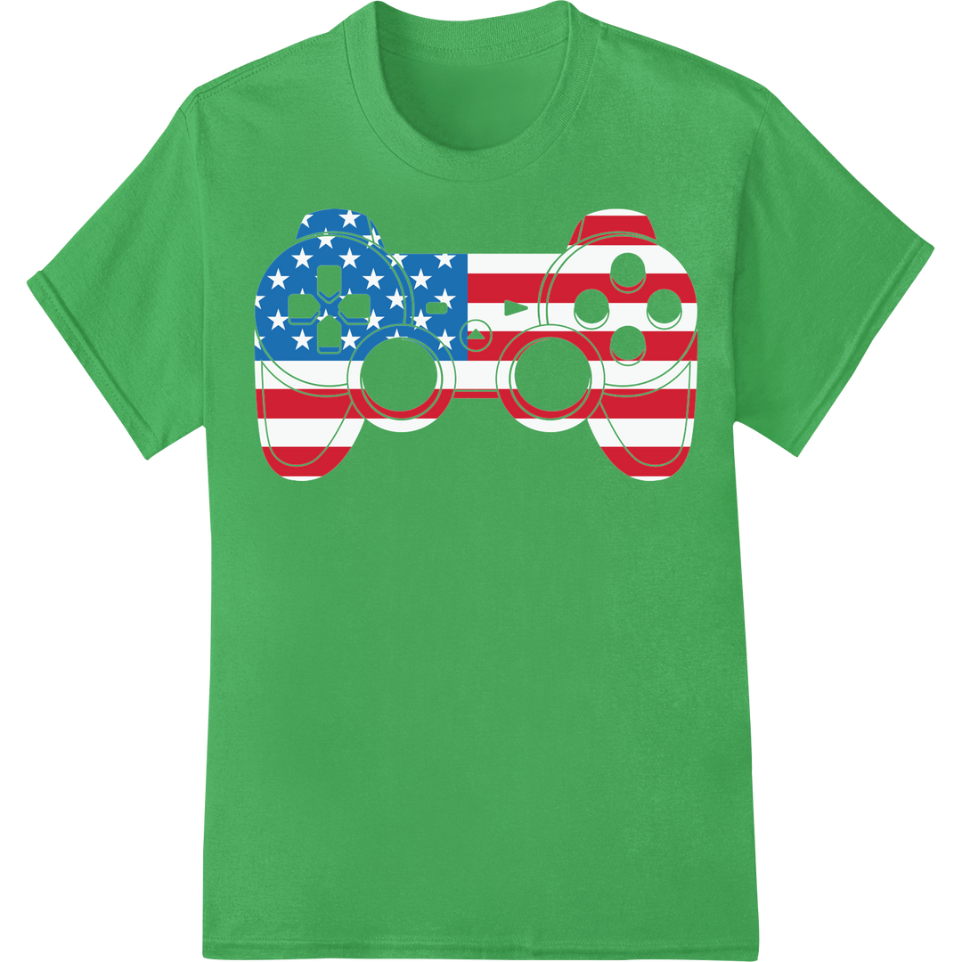 Bold Patriotic Circles: American Flag DTF Transfer Print on green shirt - SUPERDTF-DTF Prints-DTF Transfers-Custom DTF Prints