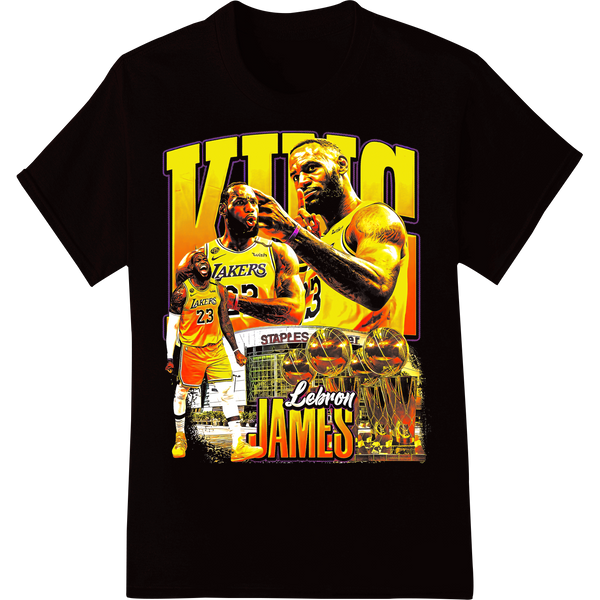 LeBron James Lakers Art - King James Basketball DTF Print on black shirt - SUPERDTF-DTF Prints-DTF Transfers-Custom DTF Prints