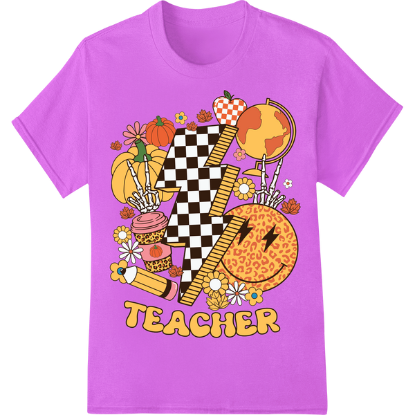 Vibrant Teacher Pride DTF Print Heat Transfer Design on purple shirt - SUPERDTF-DTF Prints-DTF Transfers-Custom DTF Prints