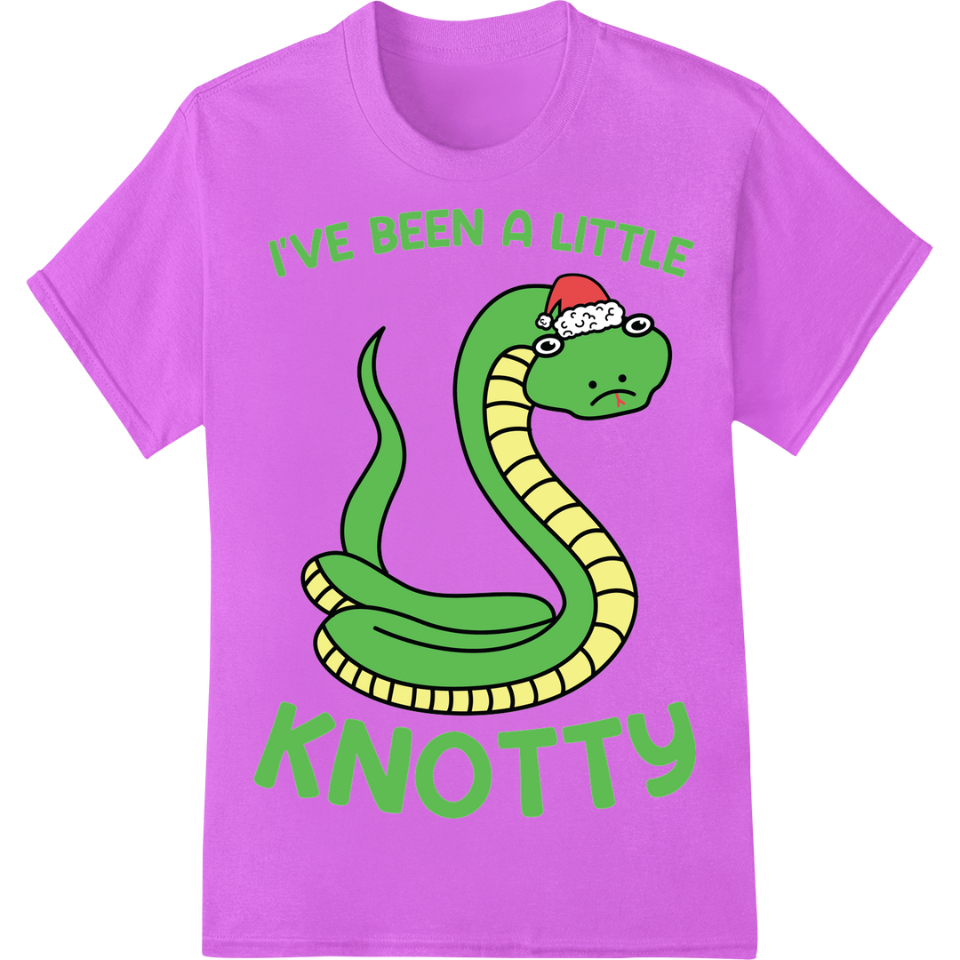 Playful Punny Christmas Snake DTF Print Heat Transfer on purple shirt - SUPERDTF-DTF Prints-DTF Transfers-Custom DTF Prints