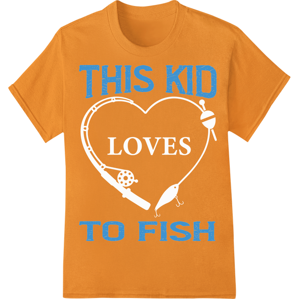 Playful 'This Kid to Fish' DTF Print Heat Transfer for Kids on orange shirt - SUPERDTF-DTF Prints-DTF Transfers-Custom DTF Prints