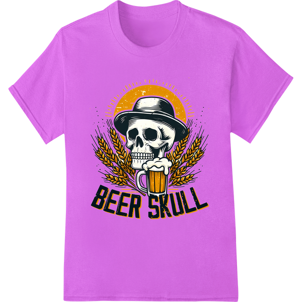 Oktoberfest Beer Skull DTF Print Heat Transfer | Super DTF on purple shirt - SUPERDTF-DTF Prints-DTF Transfers-Custom DTF Prints