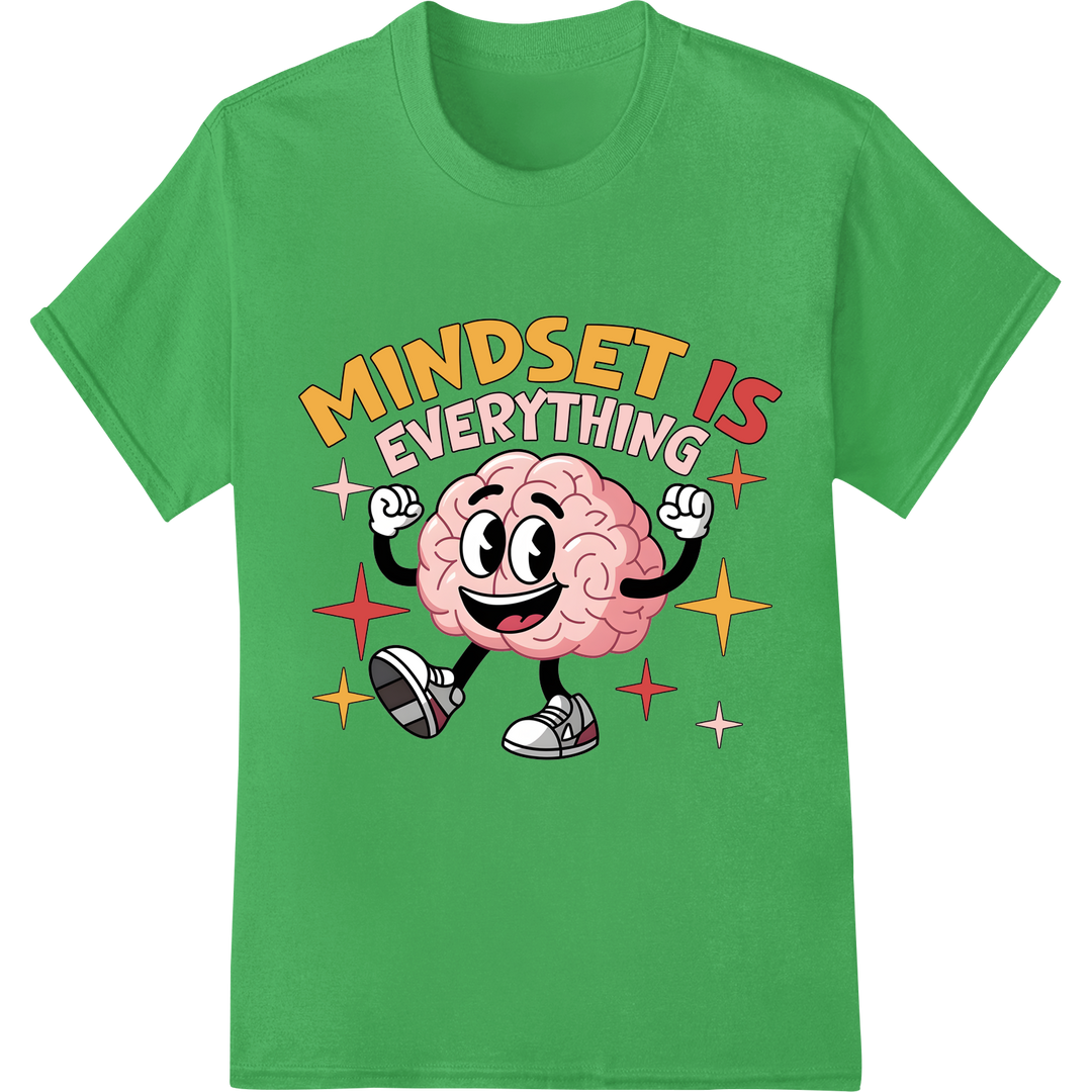 Boost Your Motivation with This Retro 'Mindset is Everything' DTF Print on green shirt - SUPERDTF-DTF Prints-DTF Transfers-Custom DTF Prints