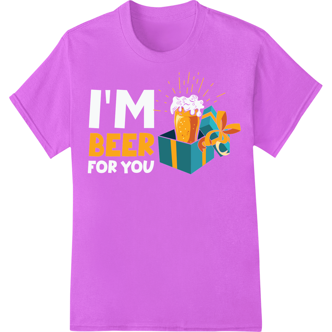 Bold 'BEER' DTF Print Heat Transfer | Celebrate Good Times on purple shirt - SUPERDTF-DTF Prints-DTF Transfers-Custom DTF Prints