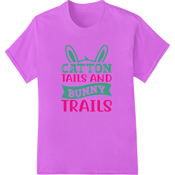 Hop into Easter Fun with this Playful Bunny Trails DTF Print on purple shirt - SUPERDTF-DTF Prints-DTF Transfers-Custom DTF Prints