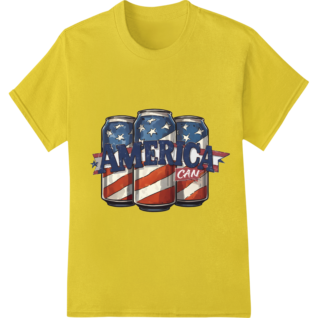 Bold 'AMERICA' Patriotic 4th of July Sublimation Print on yellow shirt - SUPERDTF-DTF Prints-DTF Transfers-Custom DTF Prints