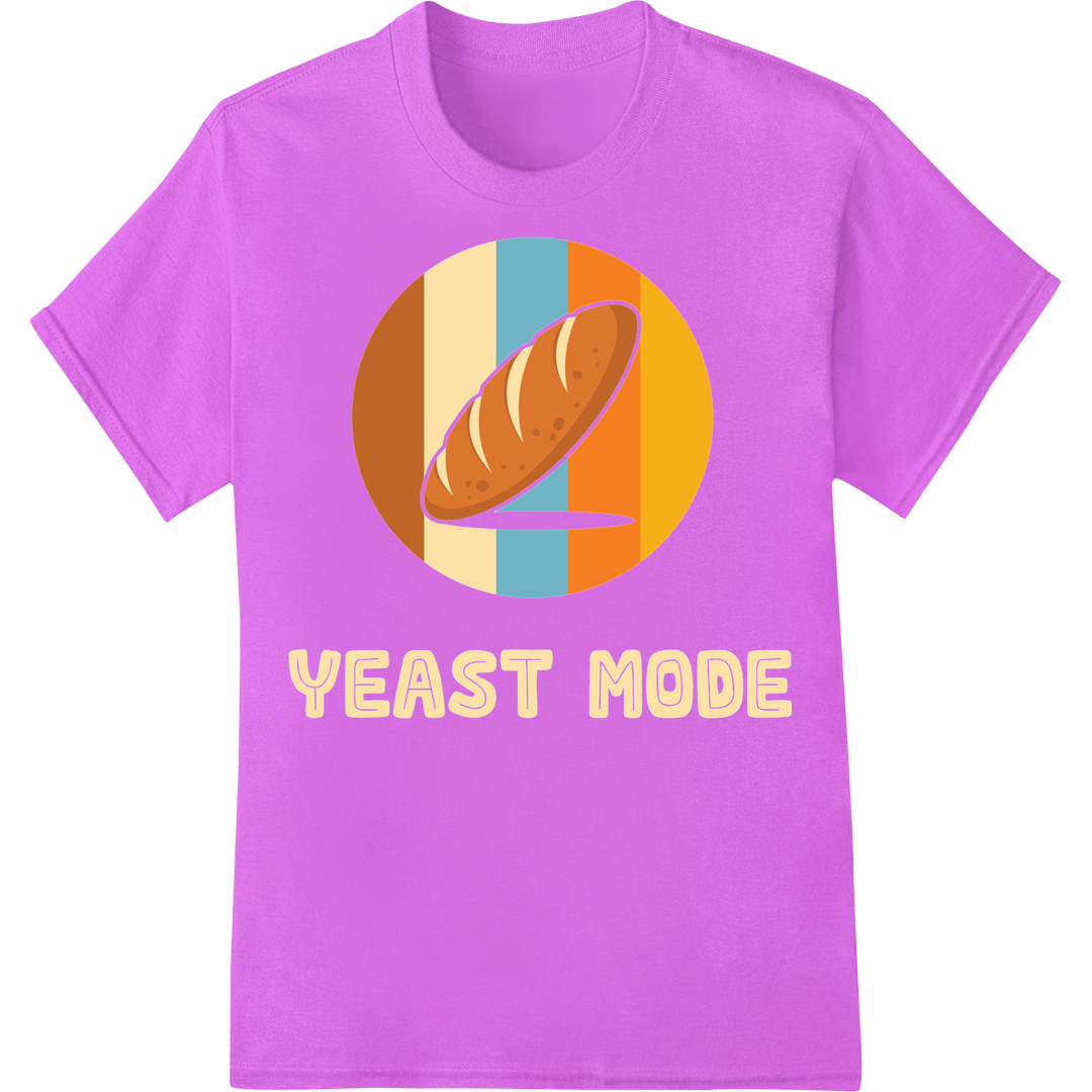 Retro "YEAST MODE" DTF Print Heat Transfer | Baking T-Shirt on purple shirt - SUPERDTF-DTF Prints-DTF Transfers-Custom DTF Prints