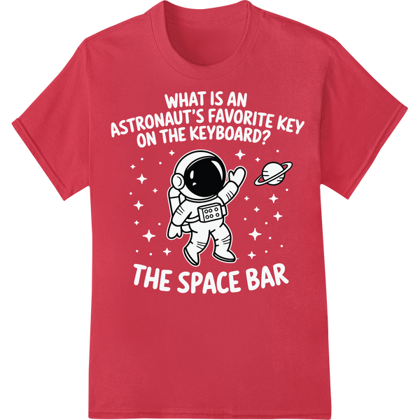 Adorable Astronaut DTF Print: Cosmic Charm for Your Style on red shirt - SUPERDTF-DTF Prints-DTF Transfers-Custom DTF Prints