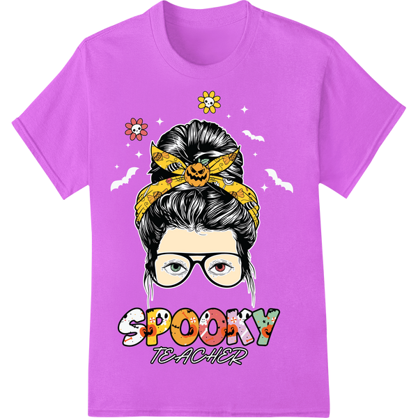 Spooky Teacher Halloween Portrait DTF Print Heat Transfer on purple shirt - SUPERDTF-DTF Prints-DTF Transfers-Custom DTF Prints