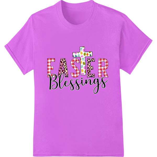 Vibrant Easter Blessings DTF Print Heat Transfer Design on purple shirt - SUPERDTF-DTF Prints-DTF Transfers-Custom DTF Prints