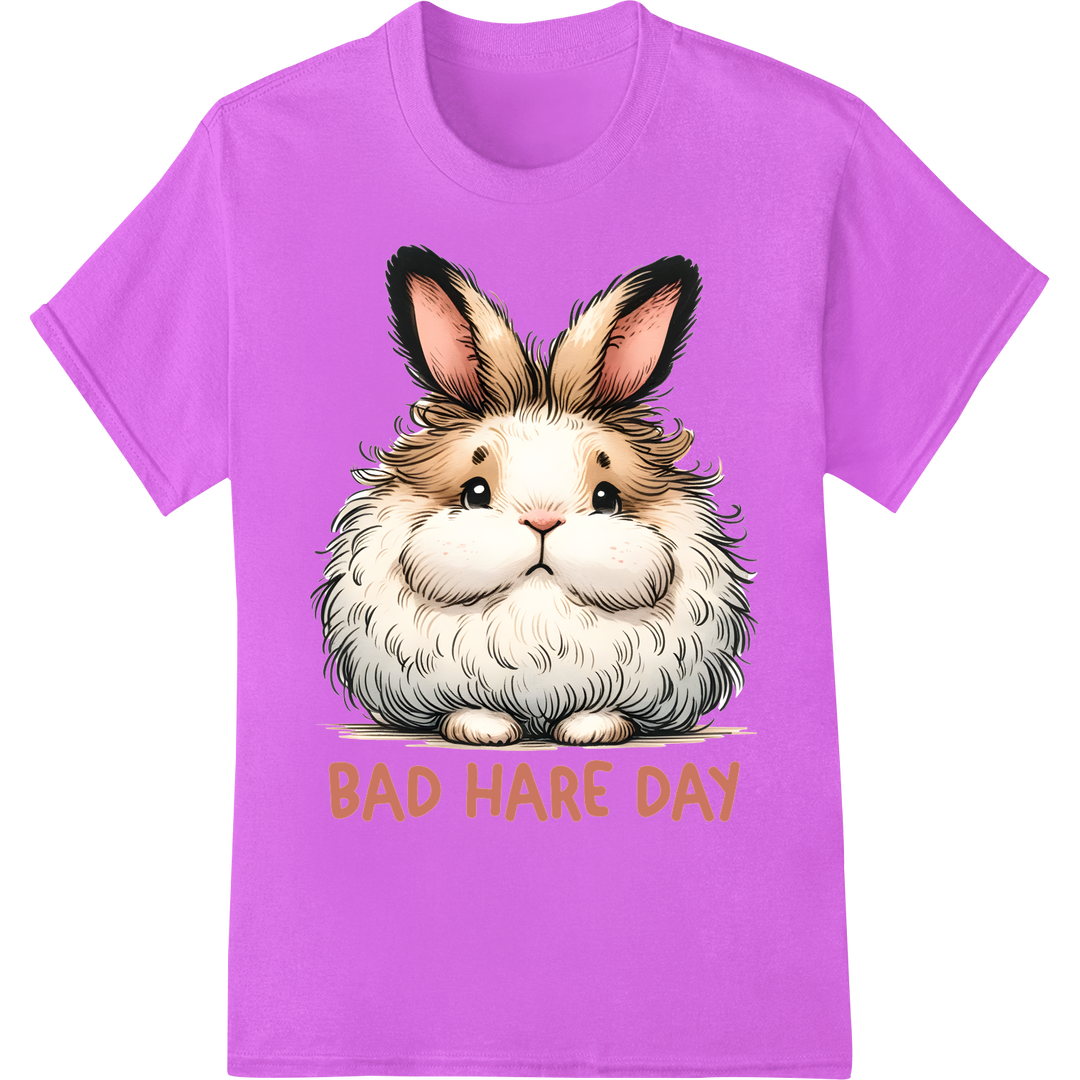 Hilarious 'Bad Hare Day' Easter Bunny DTF Print Transfer on purple shirt - SUPERDTF-DTF Prints-DTF Transfers-Custom DTF Prints