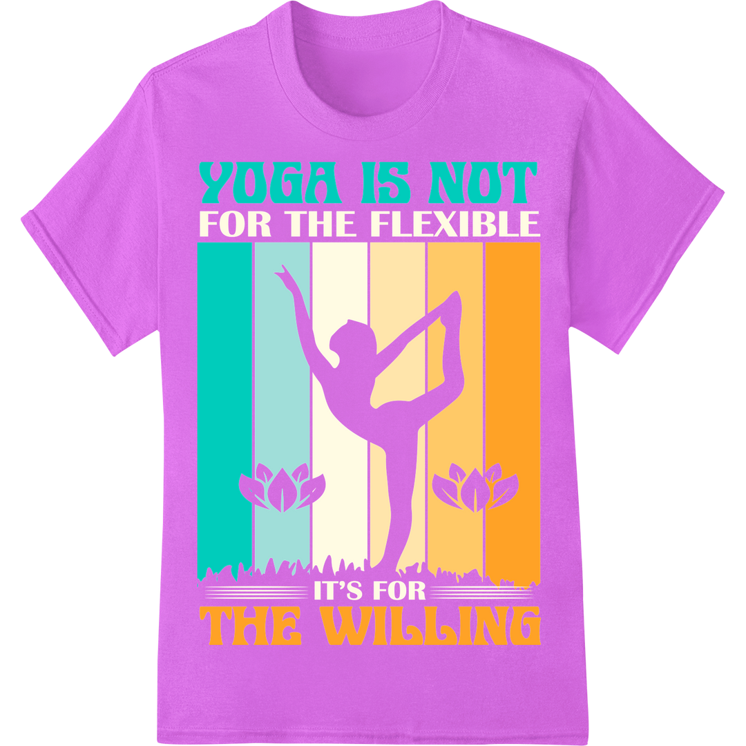 Elevate Your Yoga Practice: Inspiring DTF Print Heat Transfer on purple shirt - SUPERDTF-DTF Prints-DTF Transfers-Custom DTF Prints