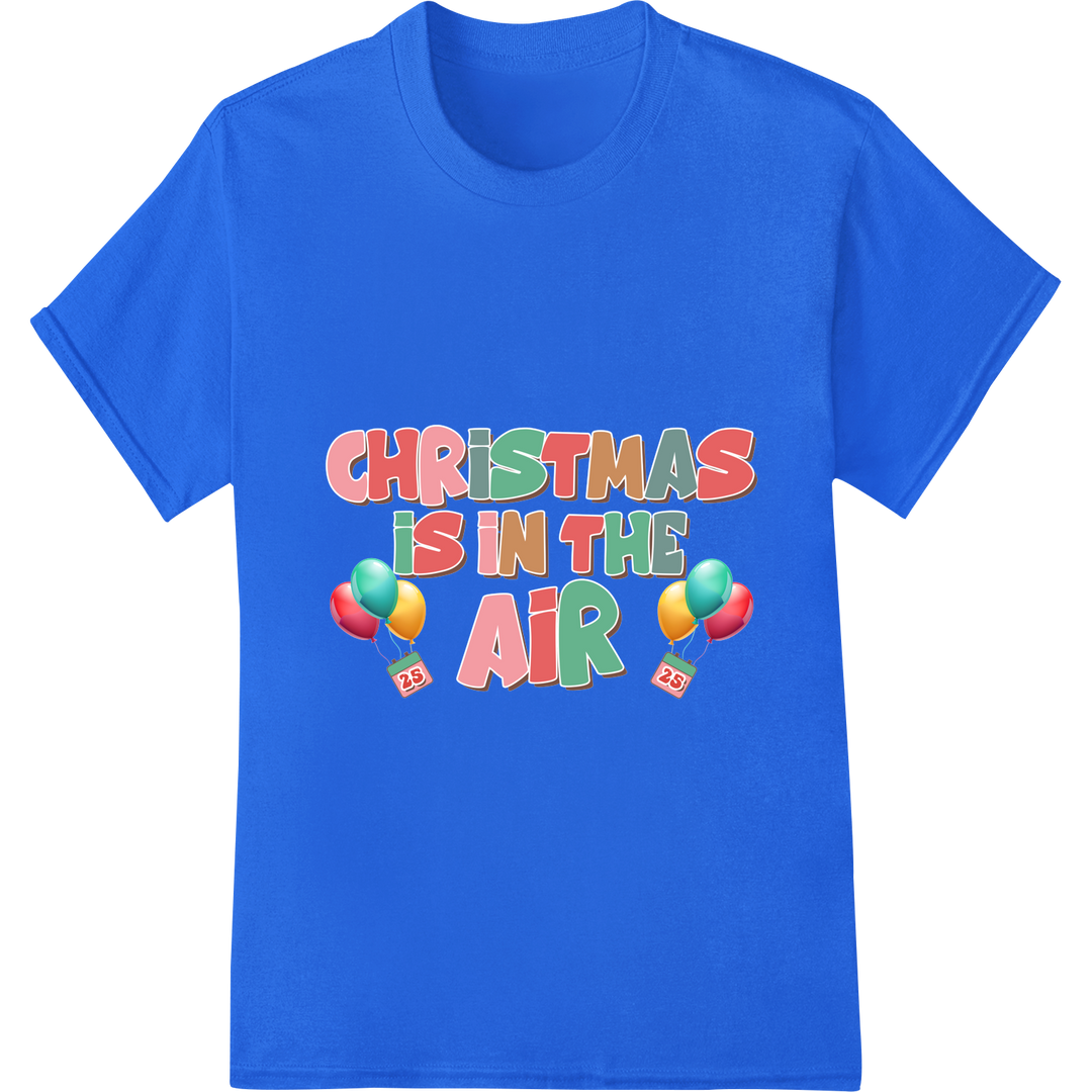 Festive Christmas is in the Air DTF Transfer Print Design on blue shirt - SUPERDTF-DTF Prints-DTF Transfers-Custom DTF Prints