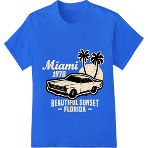 Personalized t shirt prints design for Vintage Miami 1978: Classic Car Sunset Beach Vibes